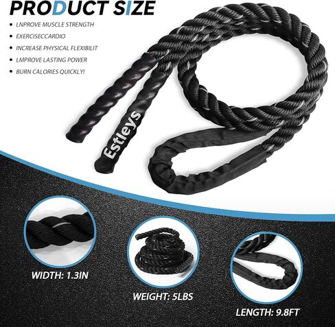حبل القفز ، الحبال القفز الموزونة 5 رطل ، حبل تخطي ثقيل للرجال والنساء ، حبال القفز للبالغين للتمرين المنزلي ، فقدان الوزن ، تشكيل الجسم ، معدات تجريب الجسم الكلية in Kuwait