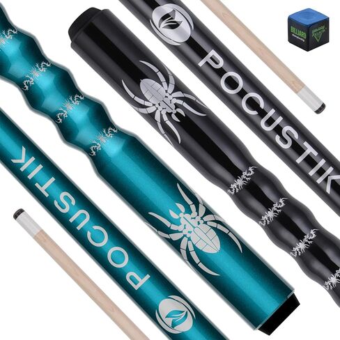 2-Pack Pool Cues (18-21oz), 58" 2-Piece Billiard Sticks Hand-Painted Ergonomic Grip Design, Canadian Maple Shafts & 13mm Tip +Chalk for Adluts Home Bar Pool Table - 2 in Kuwait