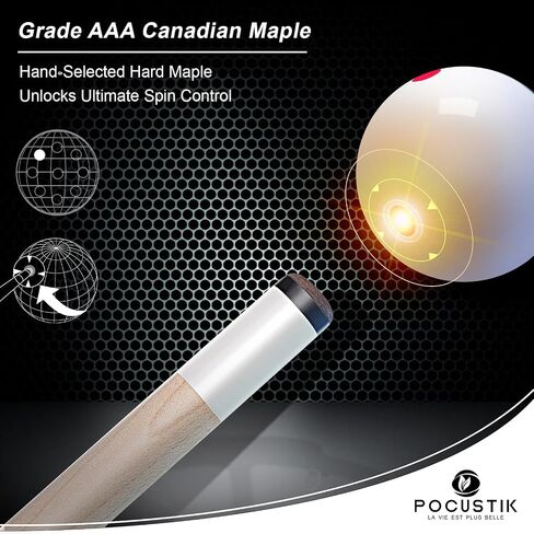 2-Pack Pool Cues (18-21oz), 58" 2-Piece Billiard Sticks Hand-Painted Ergonomic Grip Design, Canadian Maple Shafts & 13mm Tip +Chalk for Adluts Home Bar Pool Table - 2 in Kuwait