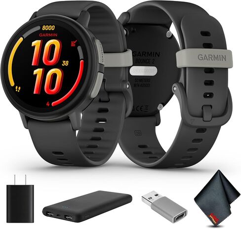 Garmin Bounce 2، ساعة ذكية للأطفال مع ميزات الاتصال والمراسلة وتتبع الموقع، حزمة أرجوانية فاتحة مع شاحن حائط USB + المزيد in Saudi Arabia