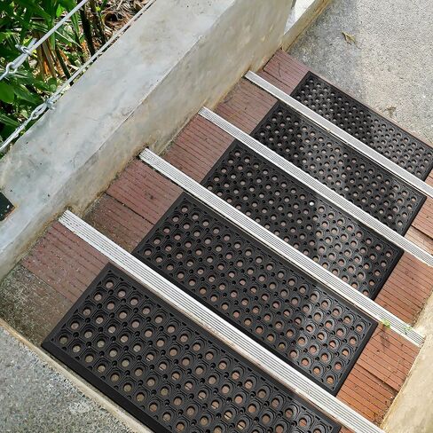 Ottomanson Easy Clean, Waterproof, Low Profile Non-Slip Indoor/Outdoor Rubber Stair Treads, 10" x 30" (5 Pack), Black/Bronze in Saudi Arabia