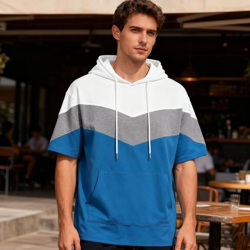 رجال قصير الأكمام هوديي لون القطن الناعم بلوك بلوك تي شيرت pullover كبير الجيب نصف الأكمام الصيف قميص الصيف in Saudi Arabia