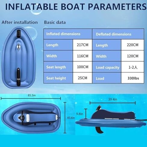 2-in-1 Inflatable Jet Ski & Diving Scooter - 500W Power, 10 Speed Modes, 130 Min Runtime, Remote Control, Dual-Fin Design for Adults & Kids (150kg Capacity), White with Thruster in Saudi Arabia