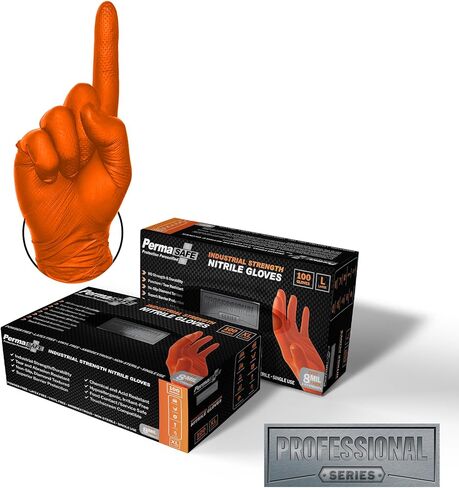 Permasafe HD القفازات النتريل القابلة للتصرف ، 8+ مل ، خالية من اللاتكس ، الملمس المرتفع ، الصناعي المدقع ، الميكانيكية (الصندوق 100 ، X-Large) in Kuwait