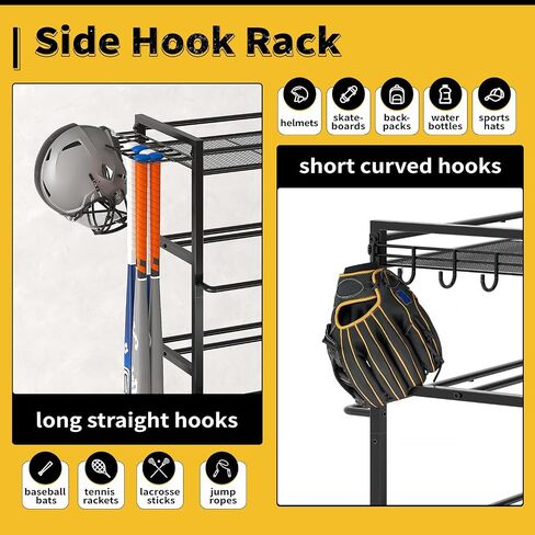 SOYEEZE Sports Equipment Organizer- Ball Storage for Garage,4 Tiers Outdoor Toy Storage,Soccer Racks,Basketball Shooting Training Stand Cart with Wheels and Hooks for Home-School and Gym Use in Kuwait