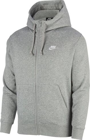 Nike Men's Sportswear Club Fleece Full Zip Hoodie, Fleece Zip-Up Hoodie Men, Dark Grey Heather/Mattelic Silver/White, 2XL in Saudi Arabia