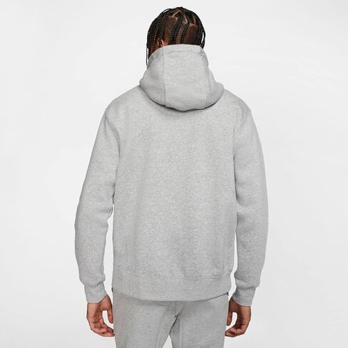 Nike Men's Sportswear Club Fleece Full Zip Hoodie, Fleece Zip-Up Hoodie Men, Dark Grey Heather/Mattelic Silver/White, 2XL in Saudi Arabia