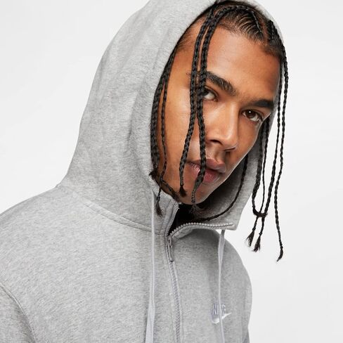 Nike Men's Sportswear Club Fleece Full Zip Hoodie, Fleece Zip-Up Hoodie Men, Dark Grey Heather/Mattelic Silver/White, 2XL in Saudi Arabia