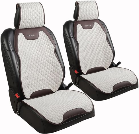 Car Seat Covers for Front Seats – Waterproof & Breathable Faux Nappa Leather, 360° Full Wrap Design, Airbag Compatible, Lumbar Support, Universal Fit for Most Automotive Sedans, SUVs, Pickups – Black in Saudi Arabia