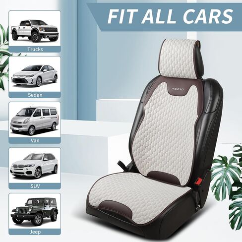 Car Seat Covers for Front Seats – Waterproof & Breathable Faux Nappa Leather, 360° Full Wrap Design, Airbag Compatible, Lumbar Support, Universal Fit for Most Automotive Sedans, SUVs, Pickups – Black in Saudi Arabia