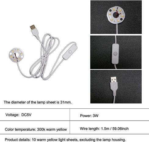 3D Printed Parts -10 PCS DIY LED Lamp Sheets: Only lamp Sheets, no 3D Printed lamp Shells, 3000k Warm Yellow Compatible with Bambu LED Lamp Kit 001 (50mm) in Saudi Arabia