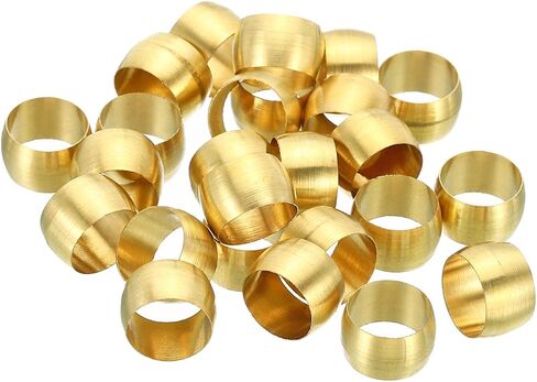 YOKIVE 25 Pcs Brass Ferrule Fittings, Compression Sleeves Ferrule Ring Assortment Kits, Great for Air Water Tubes (Brass Tone, 4mm Hole ID) in Saudi Arabia