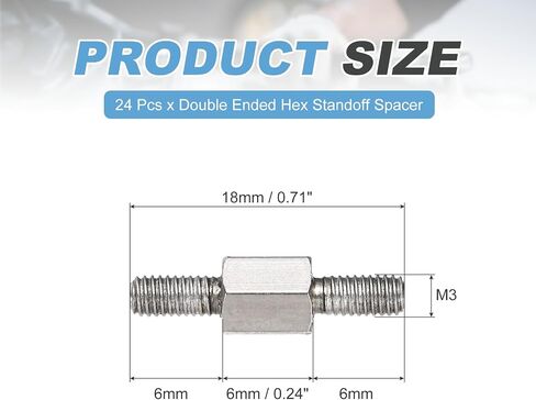 MECCANIXITY 24 Pcs Stainless Steel Double Ended Stud Nut, M5x16mm Male to Male Double End Threaded Stud for Hex Head Double End Studs Rods Right Left Hand Thread Screws in Saudi Arabia