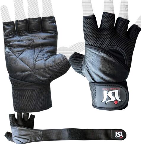 Professional Leather Weight Lifting Gloves Gym Training Fitness Exercise Bodybuilding Workout Power-Lifting. Squat, Weightlifting, Hanging, Pull ups Gloves Pair for Men & Women in Saudi Arabia