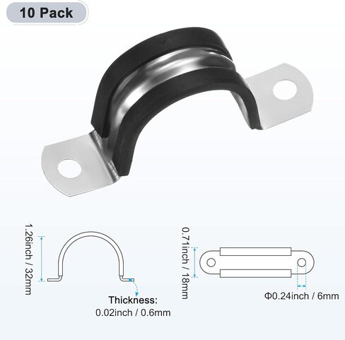 20-Pack Cable Clamps, 23/32 Inch/ 18 mm 304 Stainless Steel Rubber Cushioned Insulated Cable Clamp U Shape Metal Holder for Tube/Wire/Pipe/Loop Installation in Kuwait