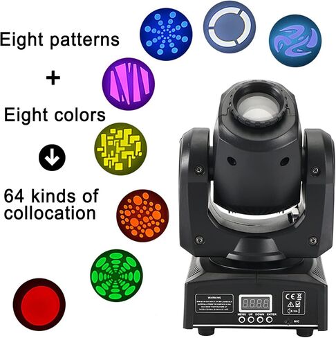 Topteng 2Pcs Moving Head Light 8Gobo Stage Lights RGBW LED DMX512 Beam Disco Party DJ Light 11 Channels for Live Show DJ Disco Events Party Stage Lighting KTV Wedding in Saudi Arabia