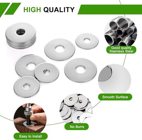 مجموعة متنوعة غسالات غسالات المقاوم المقاوم للصدأ ، 15 أحجام M3-M12 230pcs غسالات مسطحة من الفولاذ المقاوم للصدأ للبراغي والبراغي ، مجموعة غسالات متنوعة لتحسين المنزل ومشاريع DIY ، الاستخدام الصناعي in Kuwait
