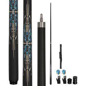 عصا حمام السباحة من ألياف الكربون بوزن 19.5 أونصة، طرف قوس قزح احترافي 10 مم، وصلات 3 * 8 * 8، تتضمن علبة عصا، واقيات للمفاصل، طباشير وقفازات، مناسبة للبلياردو والسنوكر in Kuwait