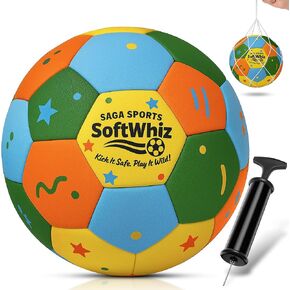 softwhiz كرة كرة القدم الداخلية حجم 4 للأطفال | صامت ناعم الرغوة كرة كرة القدم الداخلية | كرة منزل هادئة | كرة داخلية مغطاة بالشعور مع حقيبة وإبرة شبكية in Kuwait