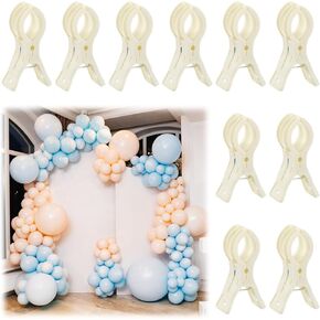 LemonRoad 10 Pack Large Balloon Arch Clips Plastic Transparent Backdrop Spring Clamps 3.5 Inch Heavy Duty Clip for Balloon Arch Kit Birthday Decoration Crafts Woodworking Photography Studios (Clear) in Kuwait