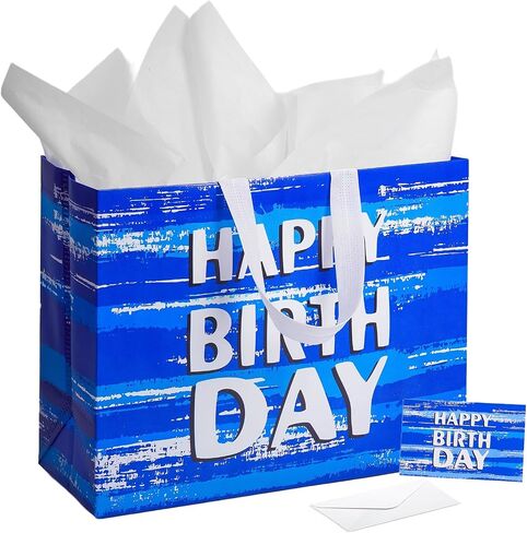 LUCKY AID 13" Birthday Gift Bag with Handle and Tissue Paper, Gift Bag for Boys, Girls, Women and Men’s Birthday Party, Baby Shower, Christmas Party Supplies (Pink) in Saudi Arabia