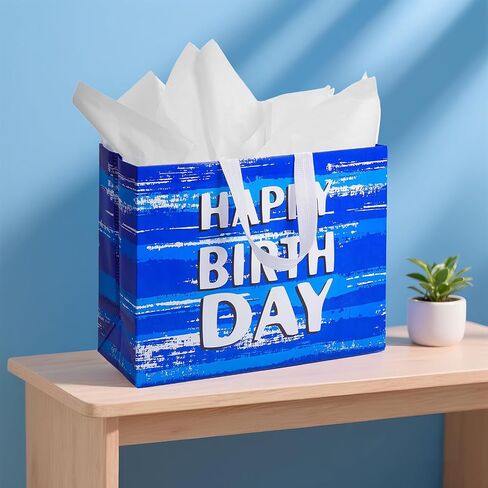 LUCKY AID 13" Birthday Gift Bag with Handle and Tissue Paper, Gift Bag for Boys, Girls, Women and Men’s Birthday Party, Baby Shower, Christmas Party Supplies (Pink) in Saudi Arabia