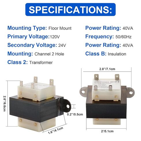 HVAC Transformer 3511F, 24V-SEC 35VA, Compatible with Trane, Basler, Gemline & More, Foot Mount in Kuwait