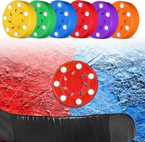 6 قطع من قرص الهوكي الدوار: قرص هوكي الشوارع ABS، كرات التدريب الرياضي، كرة تدريب على الأرض لممارسة الرياضة في الأماكن المغلقة والخارجية in Kuwait