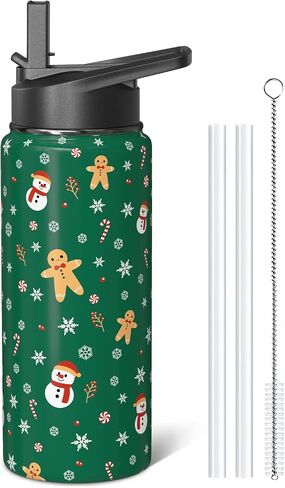 Halloween Goth Skull 18oz Water Bottles with Flip Straw & Spout Lid, Gothic Floral Stainless Steel Travel Sport Water Bottle, Holiday Gifts for Women Girls (1 PC) in Saudi Arabia