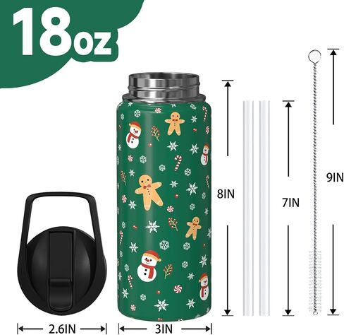 Halloween Goth Skull 18oz Water Bottles with Flip Straw & Spout Lid, Gothic Floral Stainless Steel Travel Sport Water Bottle, Holiday Gifts for Women Girls (1 PC) in Saudi Arabia