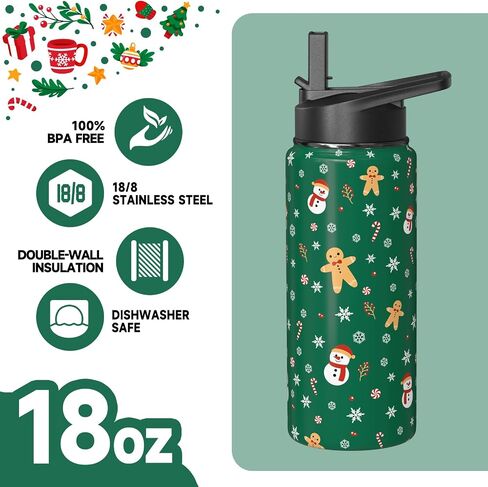 Halloween Goth Skull 18oz Water Bottles with Flip Straw & Spout Lid, Gothic Floral Stainless Steel Travel Sport Water Bottle, Holiday Gifts for Women Girls (1 PC) in Saudi Arabia