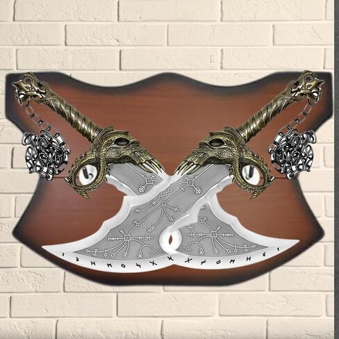 God of Wars Blades of Chaos Real Metal - Twin Blades Sword Set, Cosplay Prop, Bronze Color with Display Plaque, 21inch in Saudi Arabia