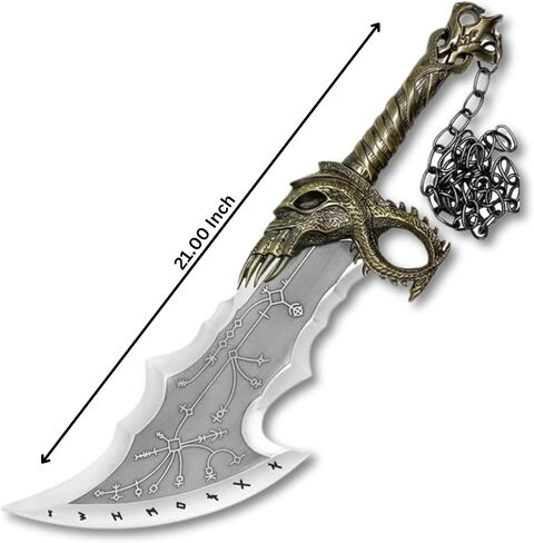 God of Wars Blades of Chaos Real Metal - Twin Blades Sword Set, Cosplay Prop, Bronze Color with Display Plaque, 21inch in Saudi Arabia