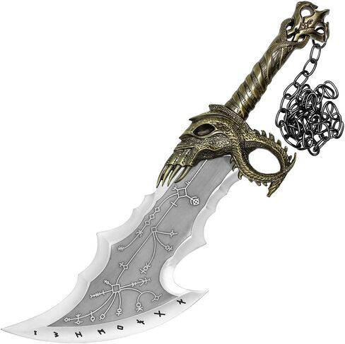God of Wars Blades of Chaos Real Metal - Twin Blades Sword Set, Cosplay Prop, Bronze Color with Display Plaque, 21inch in Saudi Arabia