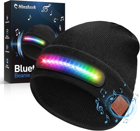 Hinshark Gifts for Men, Bluetooth Beanie Hat with Lights, Stocking Stuffers for Men Adult Women, Christmas Mens Gifts for Dad in Saudi Arabia
