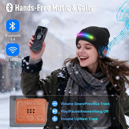 Hinshark Gifts for Men, Bluetooth Beanie Hat with Lights, Stocking Stuffers for Men Adult Women, Christmas Mens Gifts for Dad in Saudi Arabia