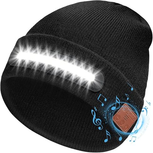 Hinshark Gifts for Men, Bluetooth Beanie Hat with Lights, Stocking Stuffers for Men Adult Women, Christmas Mens Gifts for Dad in Saudi Arabia