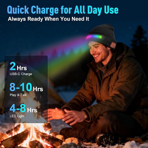 Hinshark Gifts for Men, Bluetooth Beanie Hat with Lights, Stocking Stuffers for Men Adult Women, Christmas Mens Gifts for Dad in Saudi Arabia