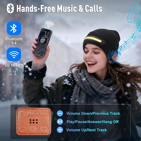 Hinshark Gifts for Men, Bluetooth Beanie Hat with Lights, Stocking Stuffers for Men Adult Women, Christmas Mens Gifts for Dad in Saudi Arabia