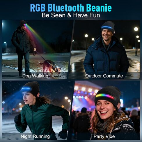Hinshark Gifts for Men, Bluetooth Beanie Hat with Lights, Stocking Stuffers for Men Adult Women, Christmas Mens Gifts for Dad in Saudi Arabia