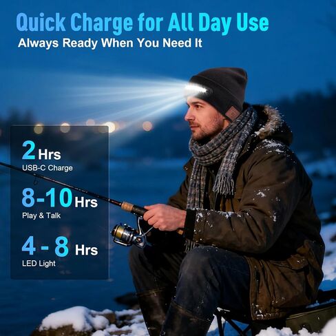 Hinshark Gifts for Men, Bluetooth Beanie Hat with Lights, Stocking Stuffers for Men Adult Women, Christmas Mens Gifts for Dad in Saudi Arabia