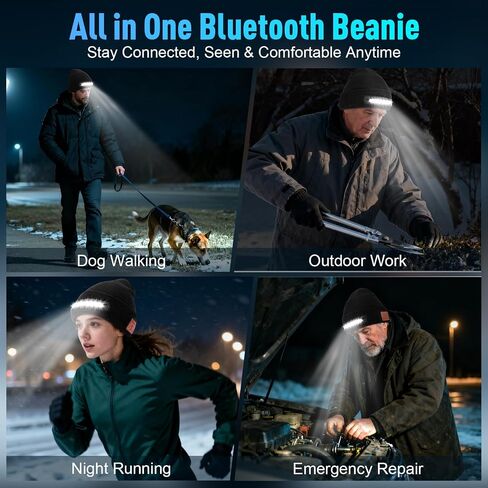 Hinshark Gifts for Men, Bluetooth Beanie Hat with Lights, Stocking Stuffers for Men Adult Women, Christmas Mens Gifts for Dad in Saudi Arabia
