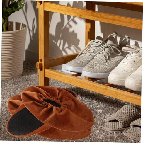 POPETPOP 2pairs Slip Walking Boot Covers Washable Bowling Shoe Protectors Non Slip Shoes Covers for Men Women Indoor Sports Bowling Equipment Brown in Saudi Arabia