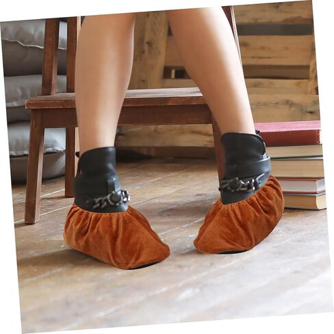 POPETPOP 2pairs Slip Walking Boot Covers Washable Bowling Shoe Protectors Non Slip Shoes Covers for Men Women Indoor Sports Bowling Equipment Brown in Saudi Arabia
