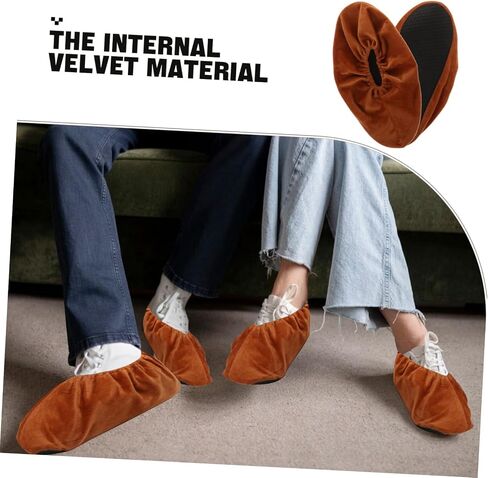 Bowling Shoe Covers Non-Slip Velvet Booties Thick Sturdy Protector for Indoor Use 2 Pairs per Pack Suitable for Adults Anti-Slip Foot Covers for Bowling in Saudi Arabia