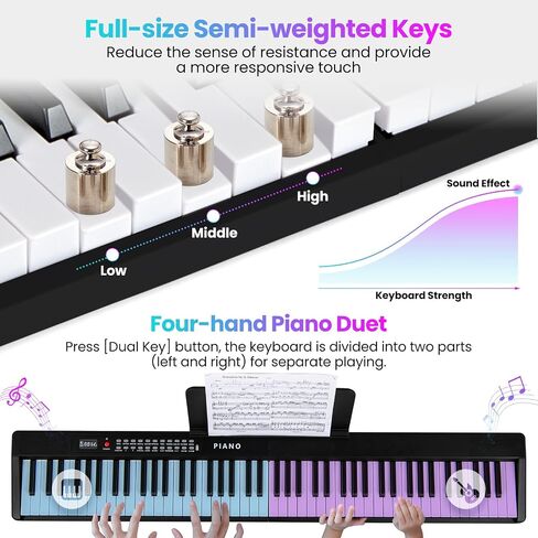 HONEY JOY 88 Key Keyboard Piano, Full Size Semi-weighted Folding Digital Piano w/ 1000 Timbres, 1000 Rhythms, MIDI USB, Microphone, Carrying Case, Portable Electric Piano for Beginners (Pink) in Saudi Arabia