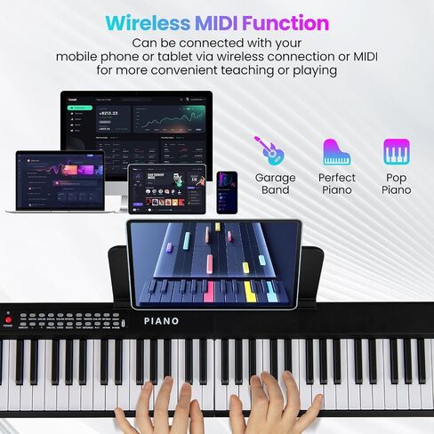 HONEY JOY 88 Key Keyboard Piano, Full Size Semi-weighted Folding Digital Piano w/ 1000 Timbres, 1000 Rhythms, MIDI USB, Microphone, Carrying Case, Portable Electric Piano for Beginners (Pink) in Saudi Arabia