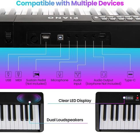 HONEY JOY 88 Key Keyboard Piano, Full Size Semi-weighted Folding Digital Piano w/ 1000 Timbres, 1000 Rhythms, MIDI USB, Microphone, Carrying Case, Portable Electric Piano for Beginners (Pink) in Saudi Arabia