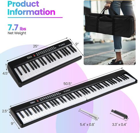 HONEY JOY 88 Key Keyboard Piano, Full Size Semi-weighted Folding Digital Piano w/ 1000 Timbres, 1000 Rhythms, MIDI USB, Microphone, Carrying Case, Portable Electric Piano for Beginners (Pink) in Saudi Arabia