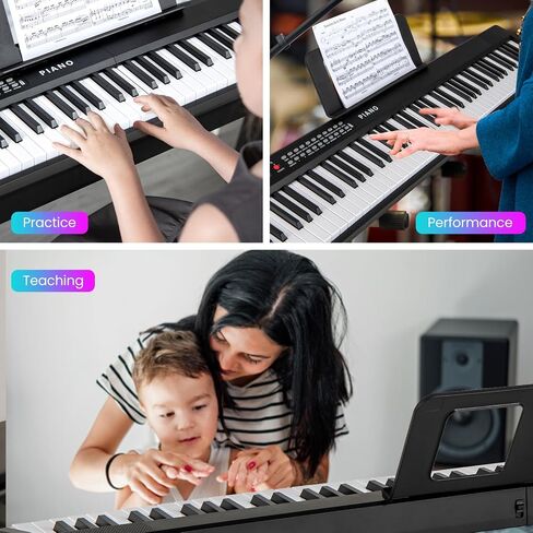 HONEY JOY 88 Key Keyboard Piano, Full Size Semi-weighted Folding Digital Piano w/ 1000 Timbres, 1000 Rhythms, MIDI USB, Microphone, Carrying Case, Portable Electric Piano for Beginners (Pink) in Saudi Arabia